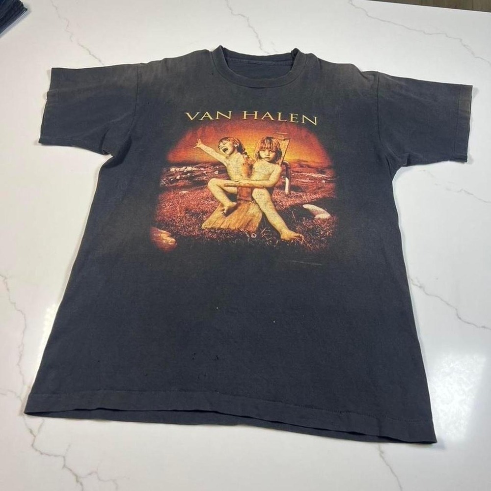 Van Halen T Shirt Mens Large Vintage 1995 Balance Tour Faded Black Rock Tee